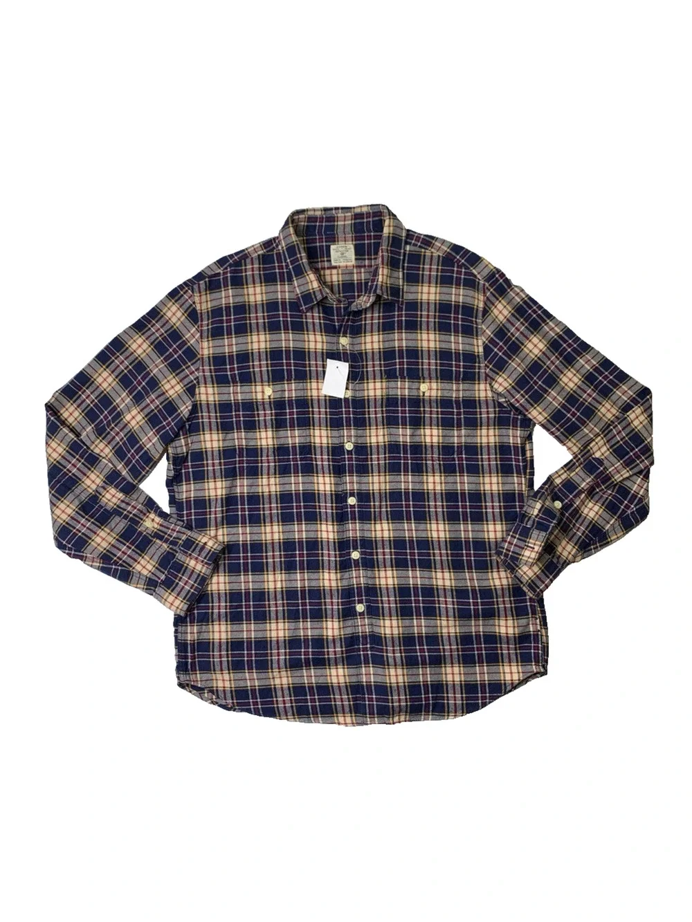 J Crew Shirt Mens XL Extra Large Flannel Cotton Plaid Button Up Long‎ Sleeve